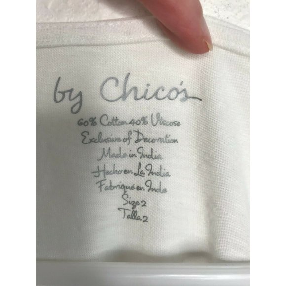 Chicos Embroidered Boho Top 3/4 Sleeve Peasant - Picture 4 of 6